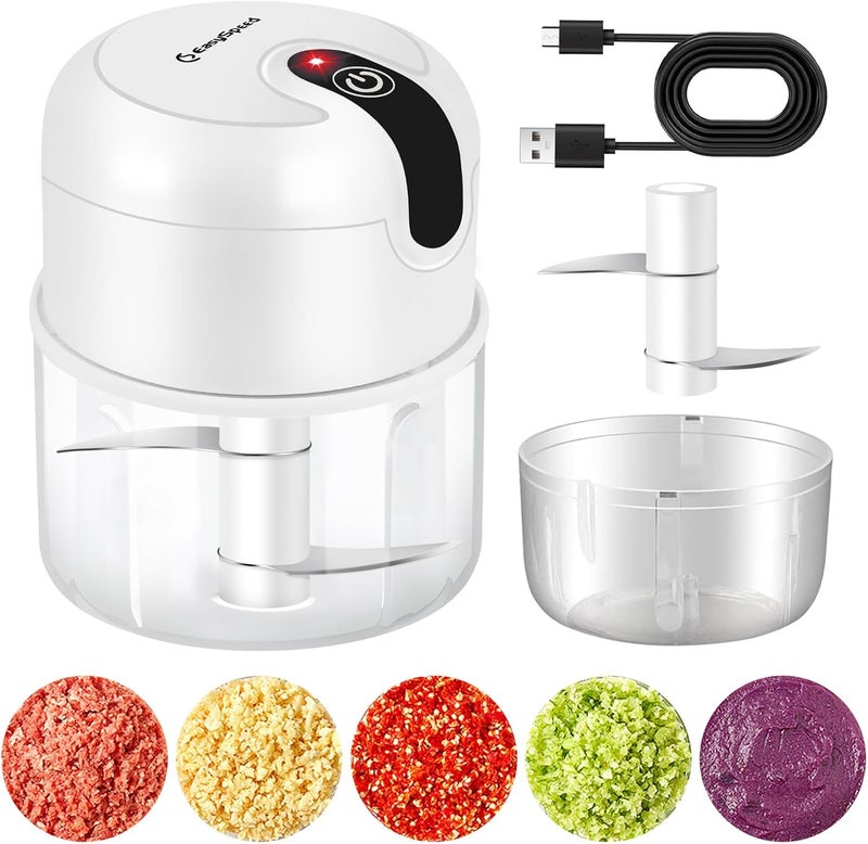 EASY SPEED EASYSPEED Electric Garlic Chopper 1Cup, Mini USB Charging Wireless Food Processor with 304 Stainless Steel, 2 Sharp Blades, Portable Kitchen Meat Grinder for Onion, Garlic, Ginger, Chili - Image 5